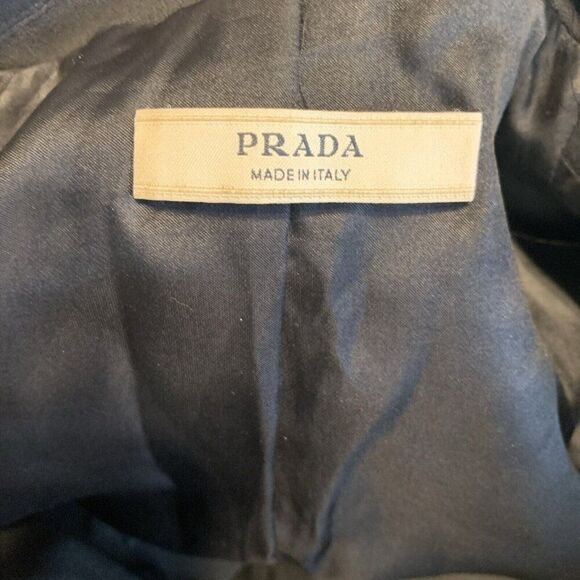 prada authentic Solid Black Long Sleeve Zip Up Blazer Jacket 38 2 Xs - Picture 5 of 9